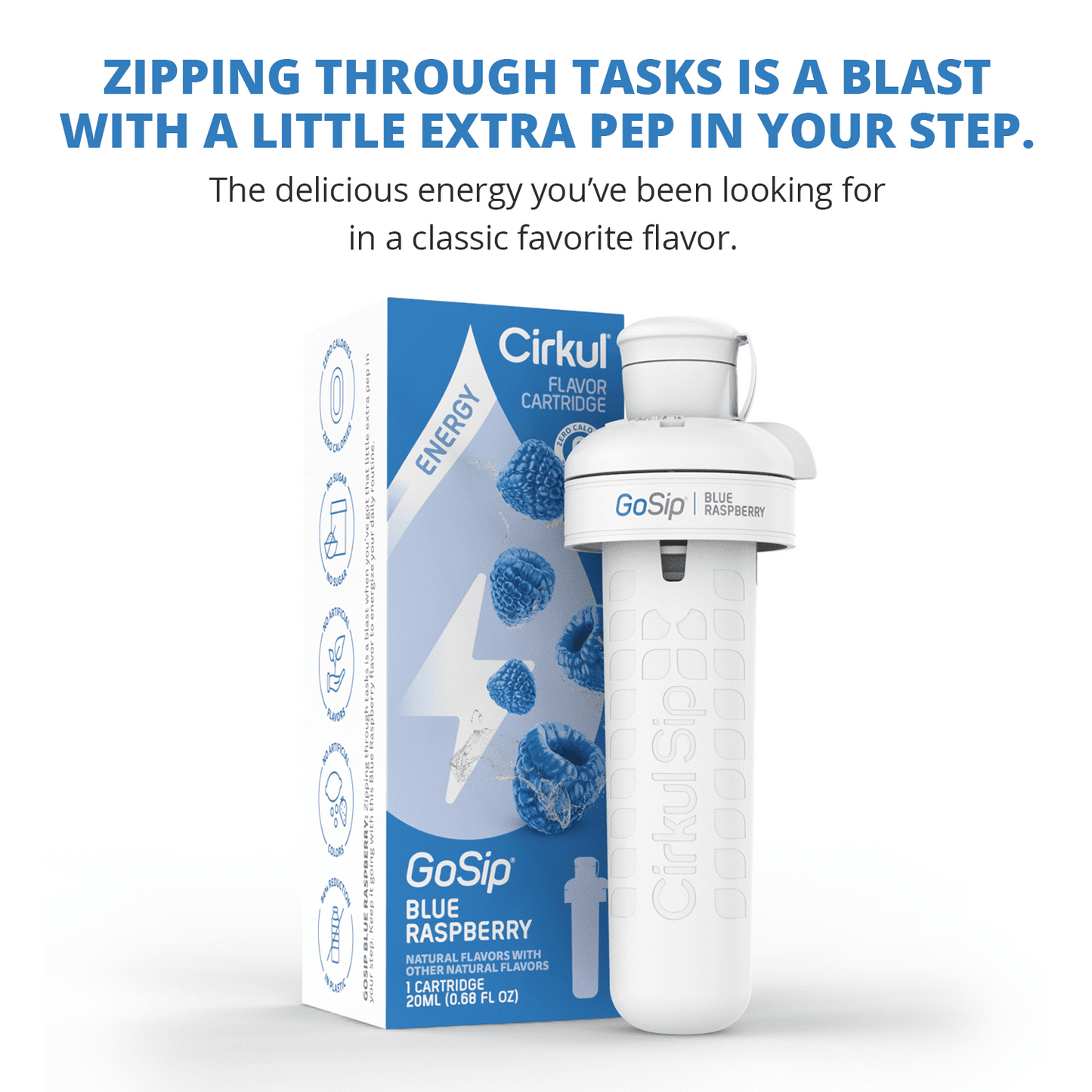 Cirkul GoSip Blue Raspberry Flavor Cartridge, Drink Mix, 1-Pack